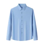 Lightweight Men's Long Sleeve Shirt with Ribbed Texture Autumn Versatile Wrinkle-Resistant ODM Supply-Blue / 3 XL