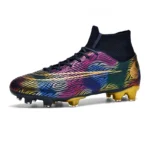 Football Shoes High Mid-top Lace up Soccer Futsal Shoes Football Boots FG HG TF PU Leather Team Sports Boy's Men's Women's
